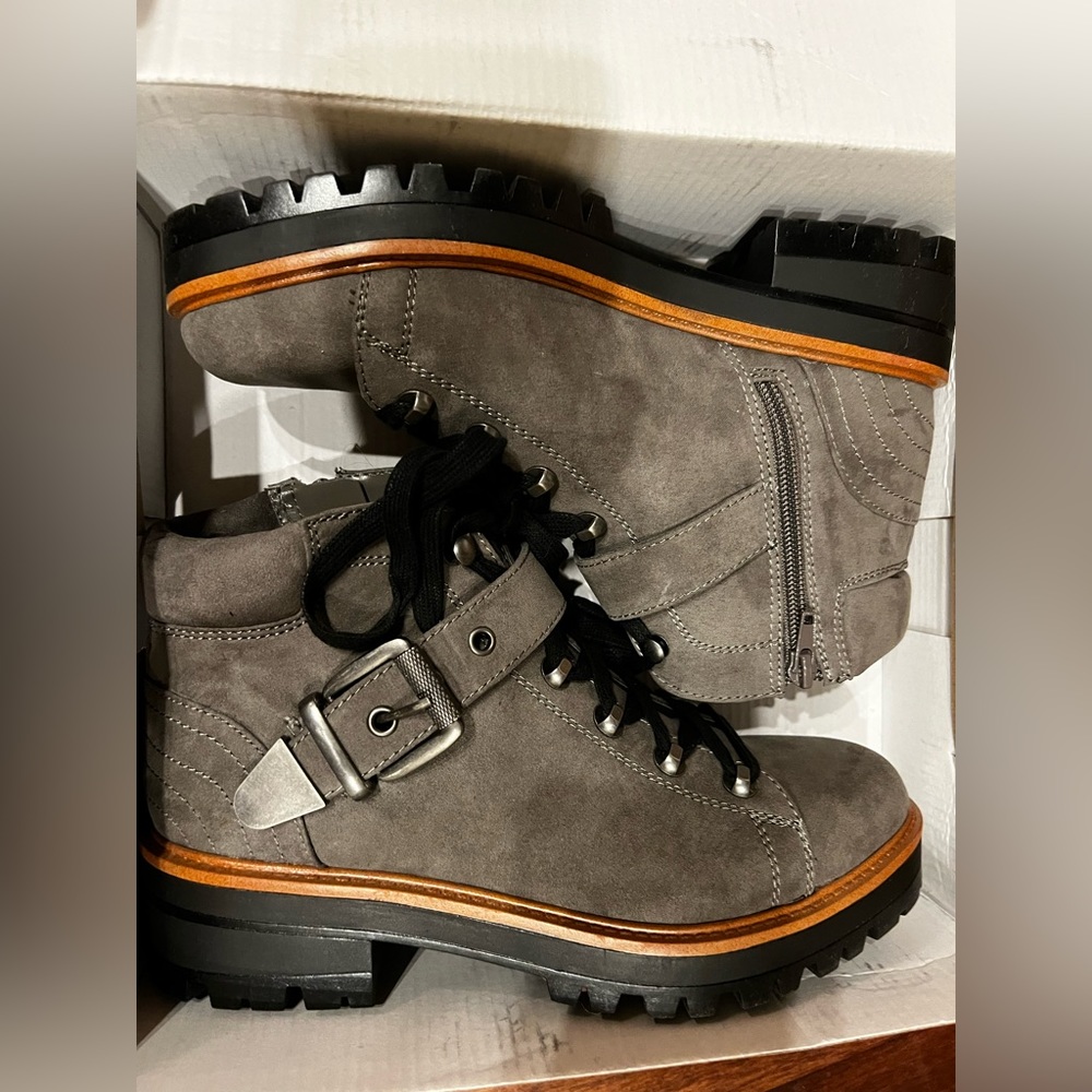 NEW Indigo Combat Boots Grey Lace Up